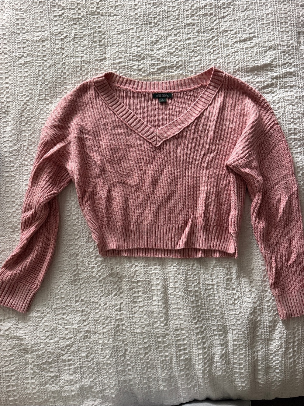 wild fable Rose Pink V-Neck Cropped Sweater